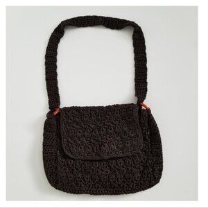 Brown Macrame Crocheted Boho Hobo Shoulder Bag.